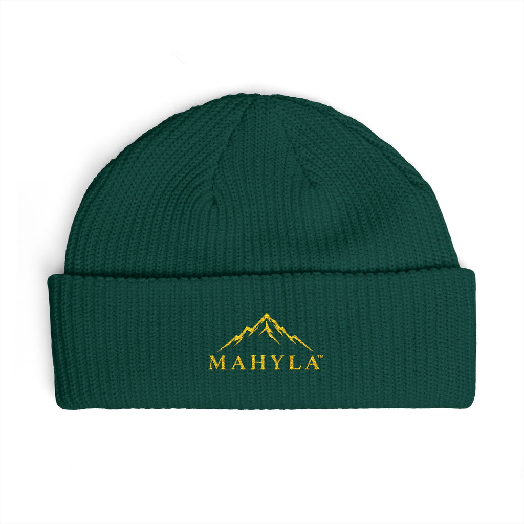 Copy of Mahyla Mountain Cuff Beanie — Embroidered Mountain Logo Knit Hat Black Emblem