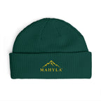 Copy of Mahyla Mountain Cuff Beanie — Embroidered Mountain Logo Knit Hat Black Emblem