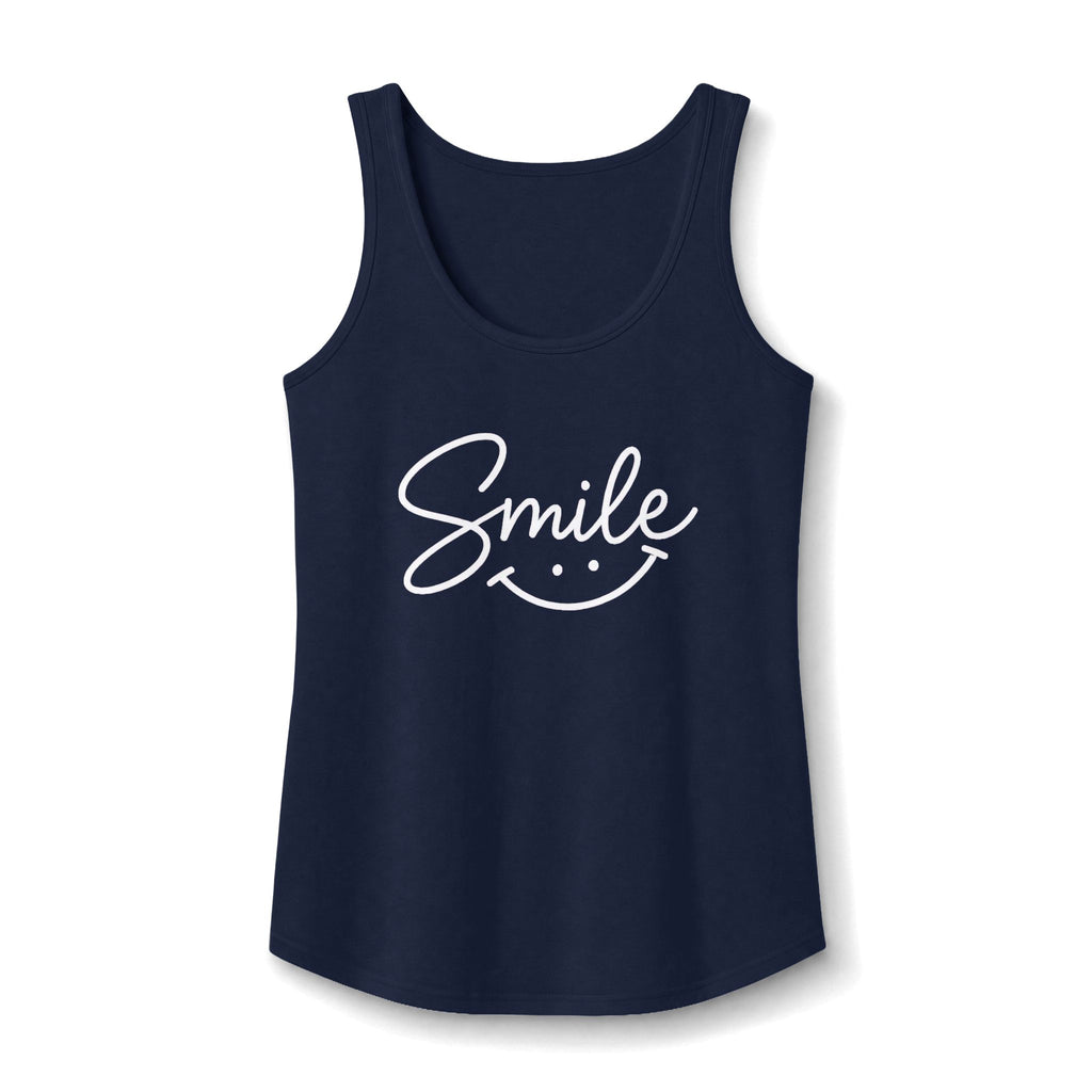 Smile script with smiley face Tank Top | pastel blue hand-lettered design