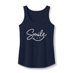 Smile script with smiley face Tank Top | pastel blue hand-lettered design