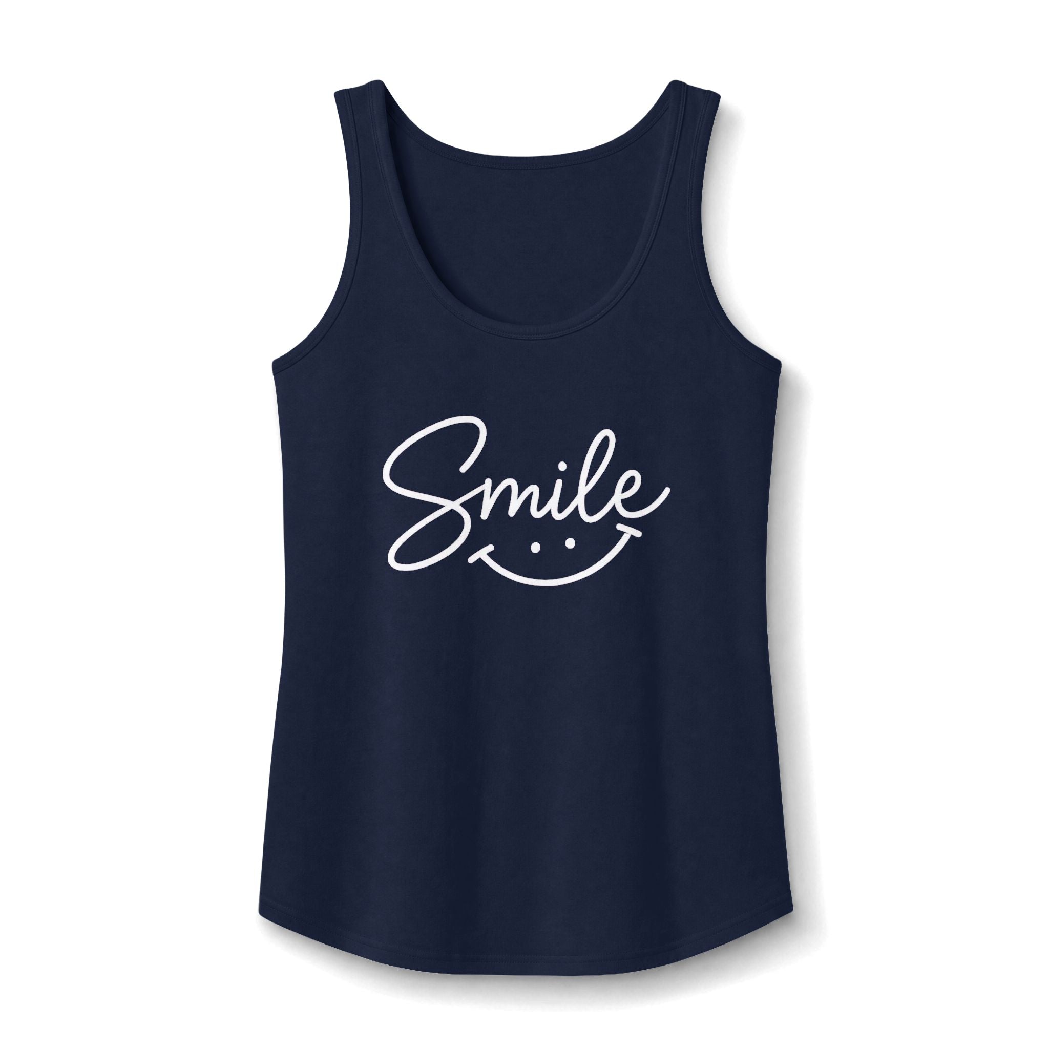 Smile script with smiley face Tank Top | pastel blue hand-lettered design