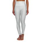 High-Waisted Yoga Leggings Light Gray — Subtle Gold Star Accent