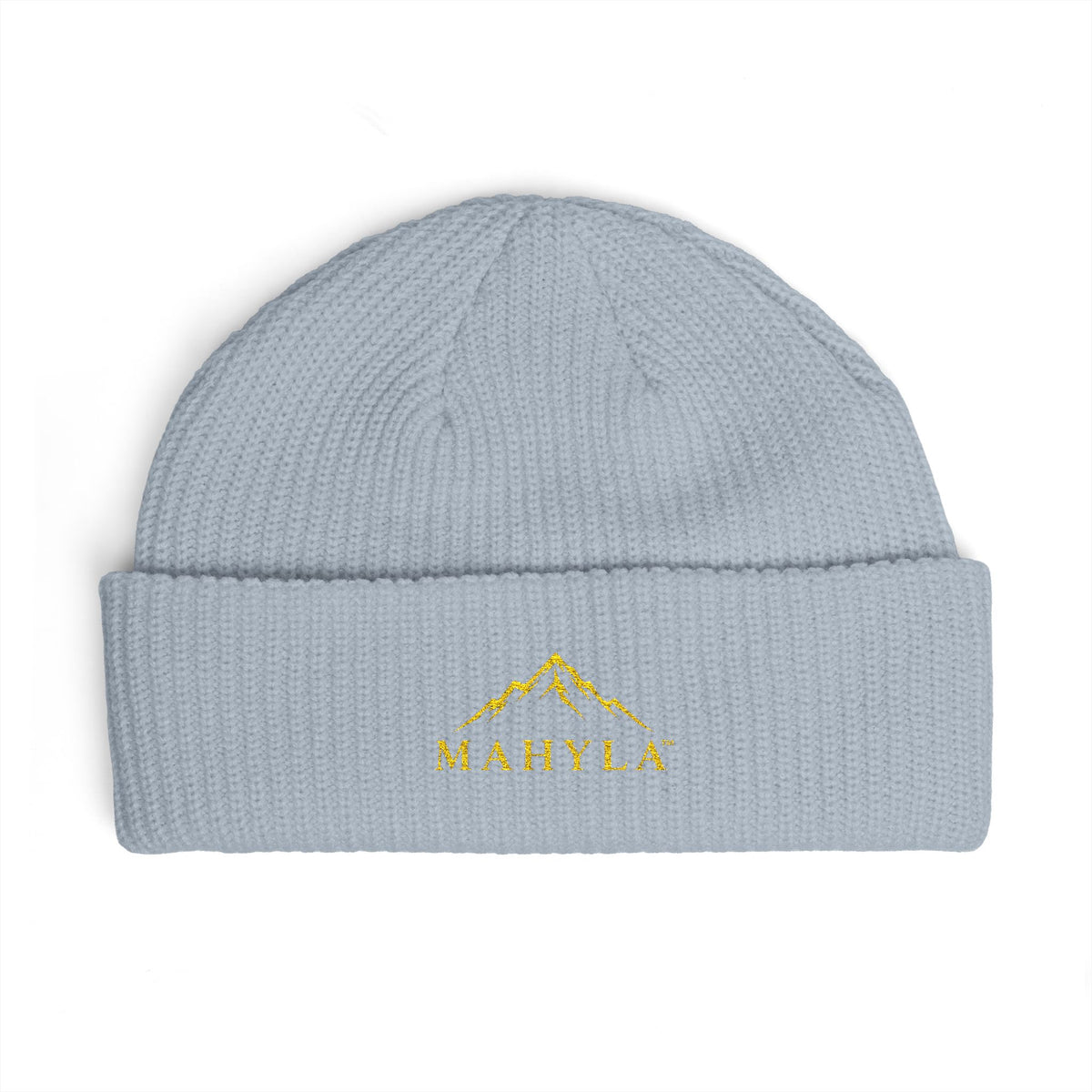 Copy of Mahyla Mountain Cuff Beanie — Embroidered Mountain Logo Knit Hat Black Emblem