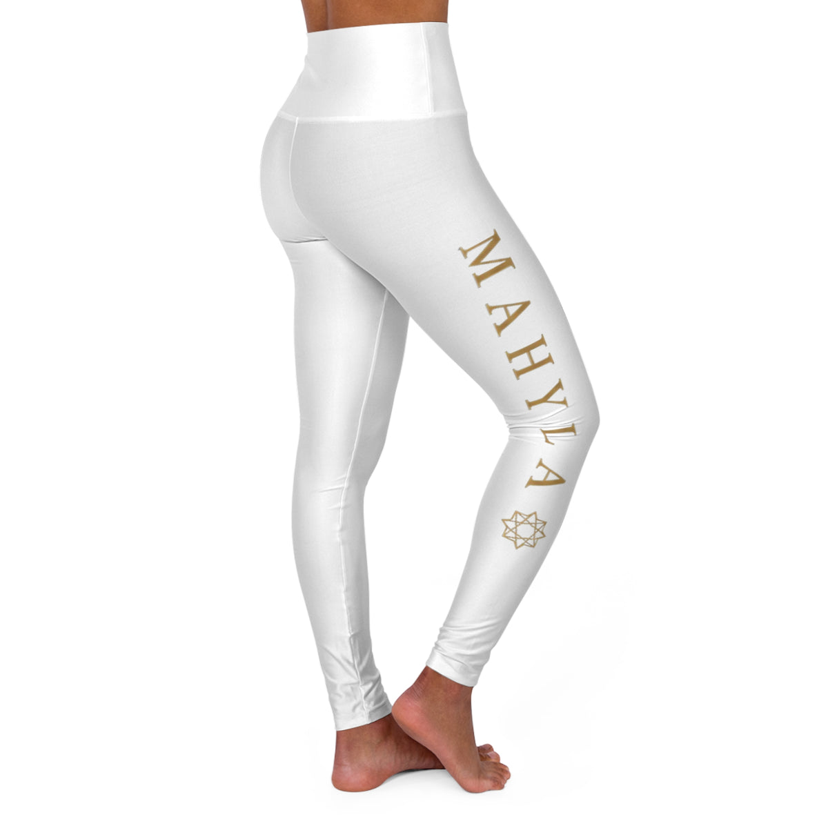 High-Waisted Yoga Leggings — Subtle Gold Star Accent