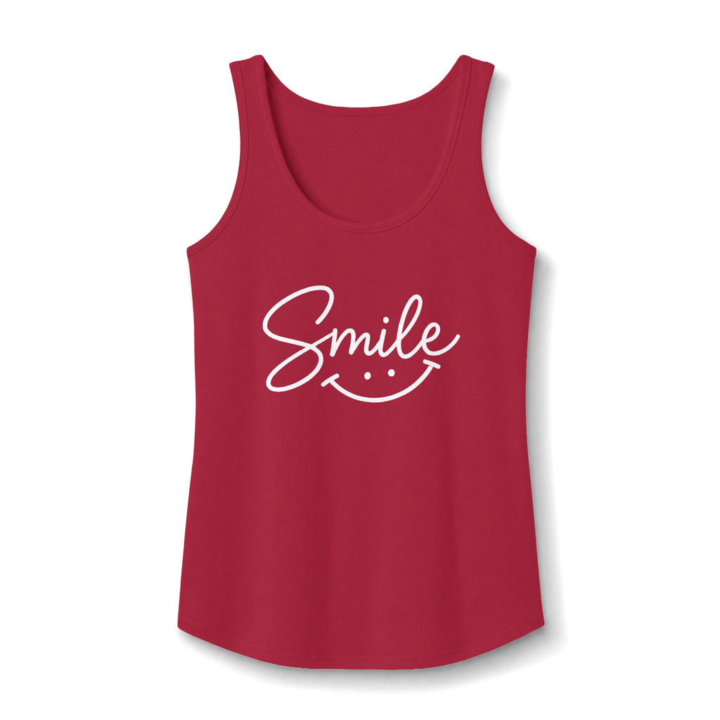 Smile script with smiley face Tank Top | pastel blue hand-lettered design