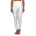 MAHYLA | White High-Waisted Yoga Leggings – Subtle Gold Star Accent