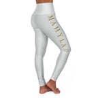 MAHYLA | High-Waisted Yoga Leggings – Light Gray with Gold Star Accent