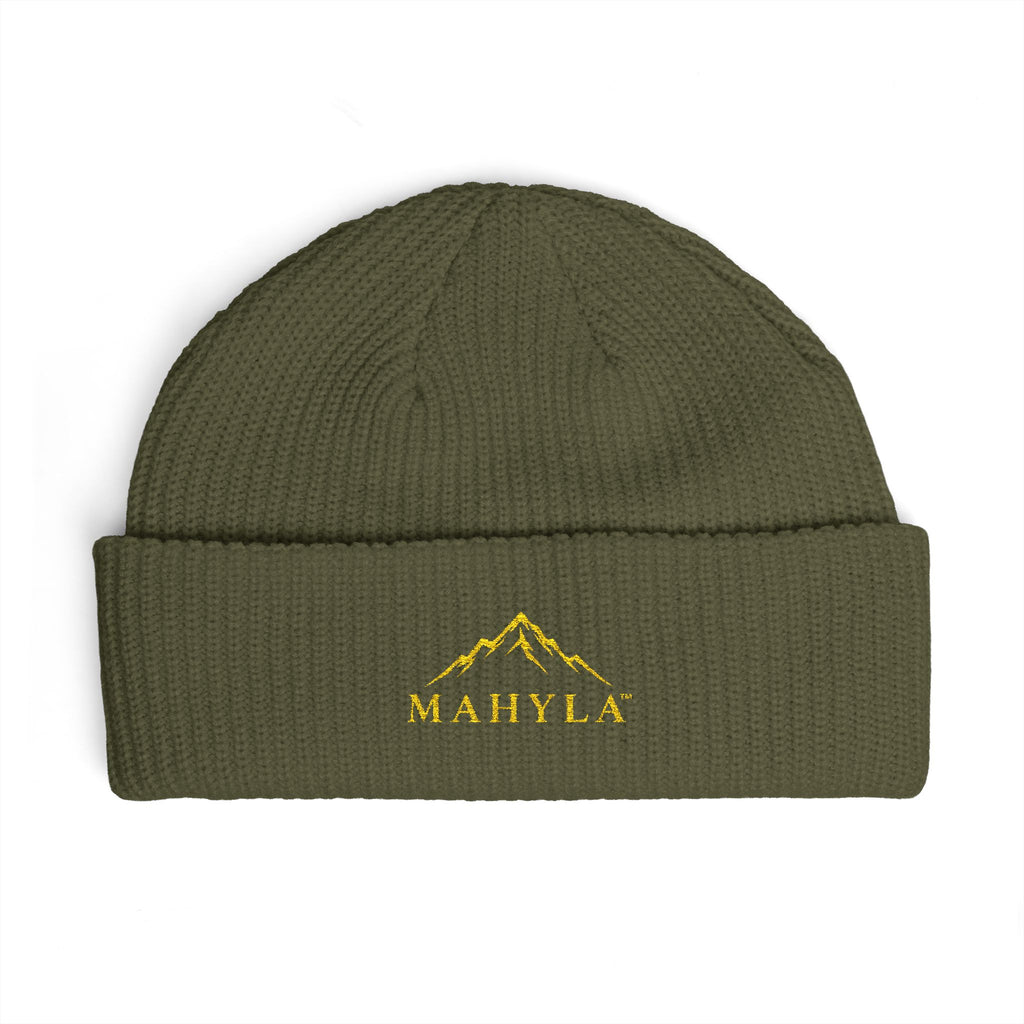 MAHYLA | Mountain Cuff Beanie – Black Embroidered Mountain Logo