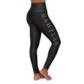 MAHYLA | Black High-Waisted Yoga Leggings – Subtle Gold Star Accent