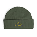MAHYLA | Mountain Cuff Beanie – Black Embroidered Mountain Logo