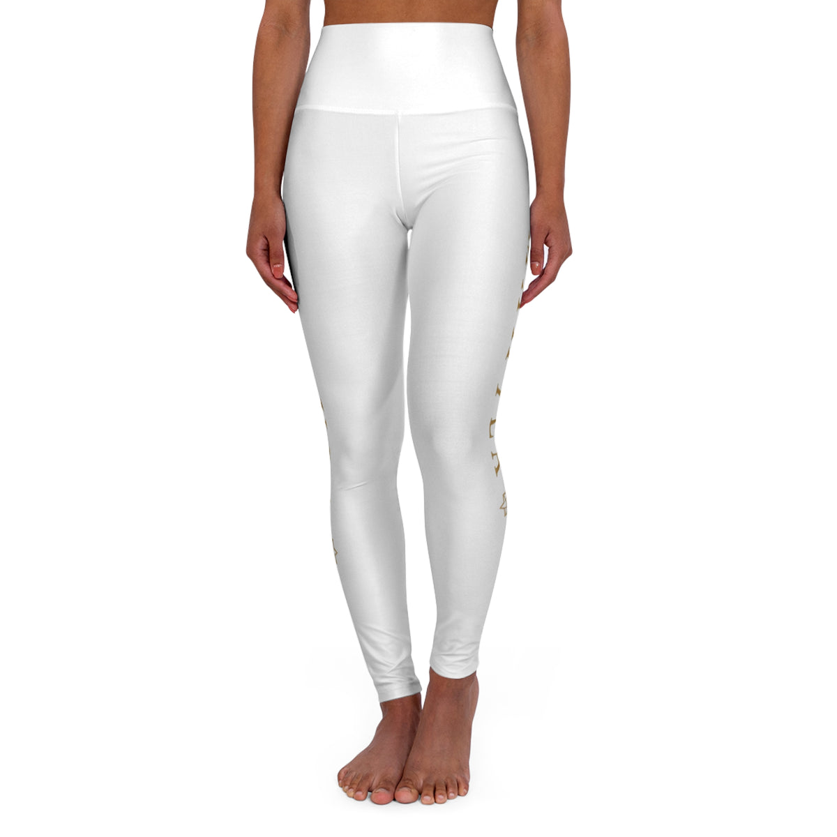 High-Waisted Yoga Leggings — Subtle Gold Star Accent