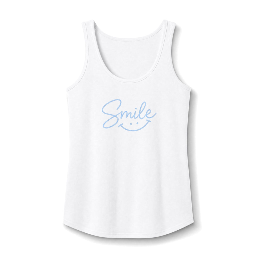 Smile script with smiley face Tank Top | pastel blue hand-lettered design