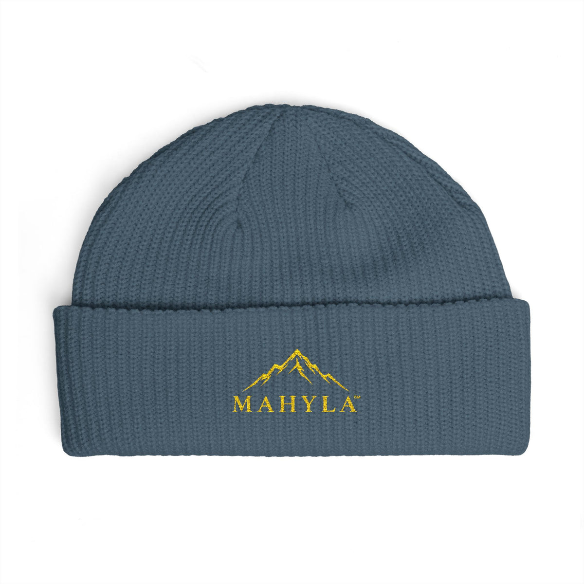 Copy of Mahyla Mountain Cuff Beanie — Embroidered Mountain Logo Knit Hat Black Emblem