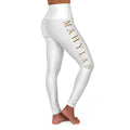 MAHYLA | White High-Waisted Yoga Leggings – Subtle Gold Star Accent