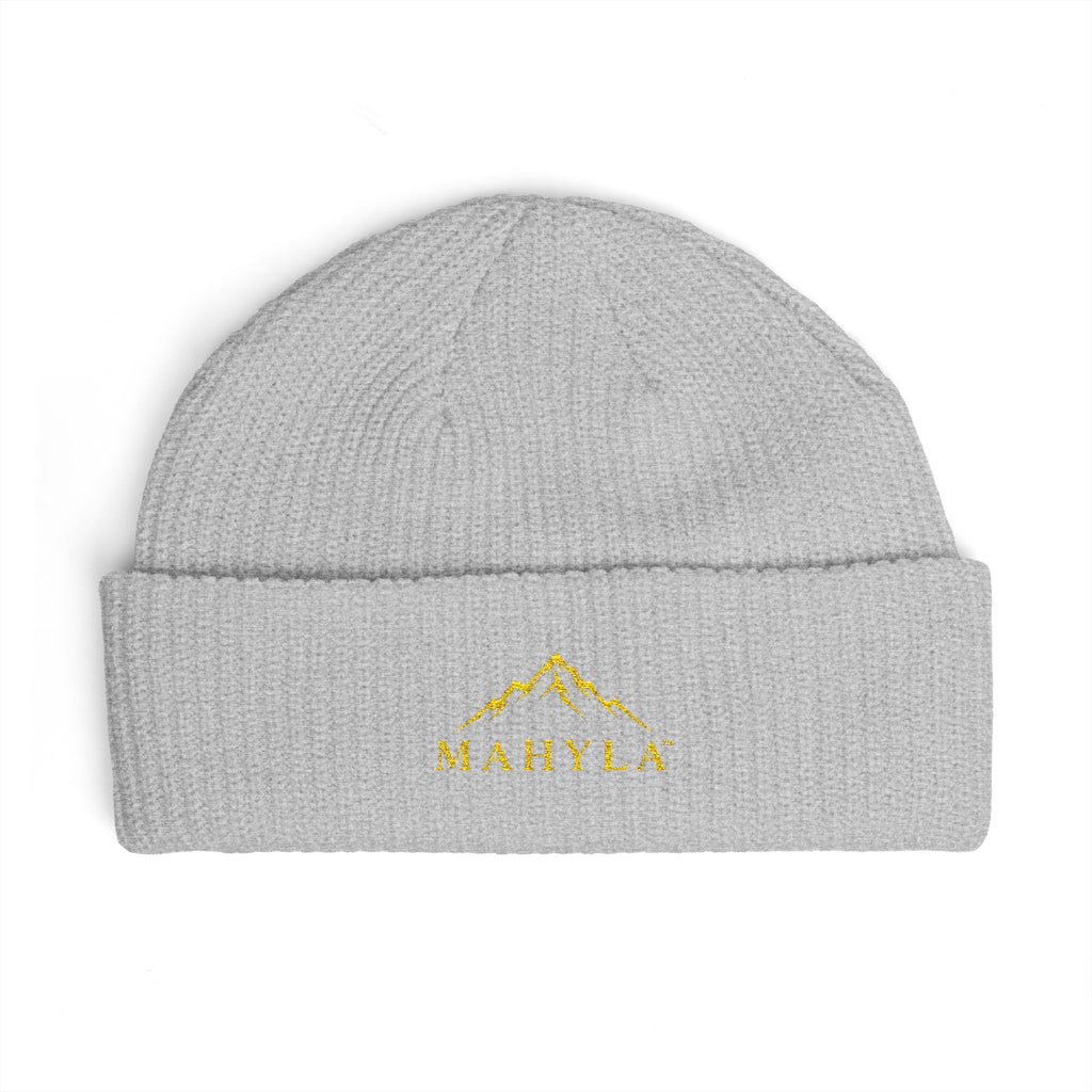 MAHYLA | Mountain Cuff Beanie – Black Embroidered Mountain Logo