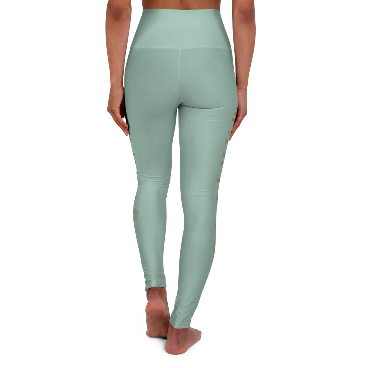 High-Waisted Yoga Leggings — Subtle Gold Star Accent