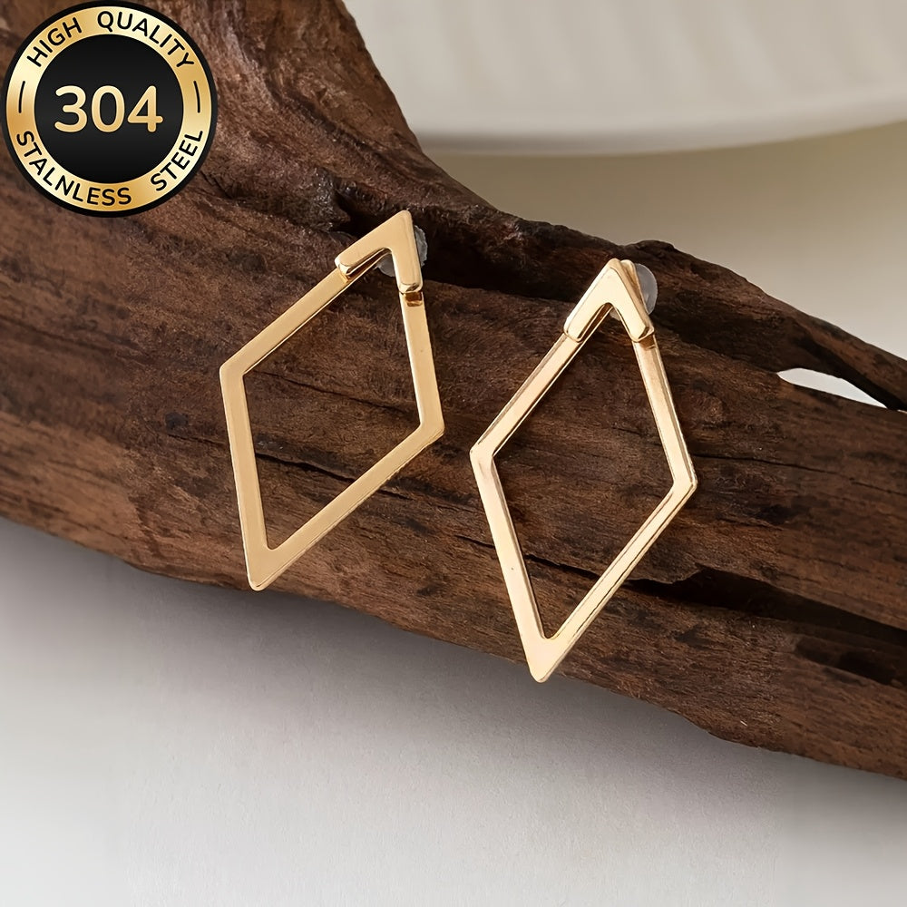 Hypoallergenic Stainless Steel Geometric Golden Earrings, Fade-Resistant, Comfortable and Versatile, Simple and Elegant, High-Quality Fashionable Women'S Earrings for Daily Wear or Parties, Jewelry Accessories, a Delicate Gif