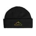 Copy of Mahyla Mountain Cuff Beanie — Embroidered Mountain Logo Knit Hat Black Emblem