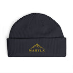 Copy of Mahyla Mountain Cuff Beanie — Embroidered Mountain Logo Knit Hat Black Emblem