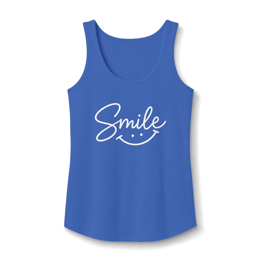 Smile script with smiley face Tank Top | pastel blue hand-lettered design