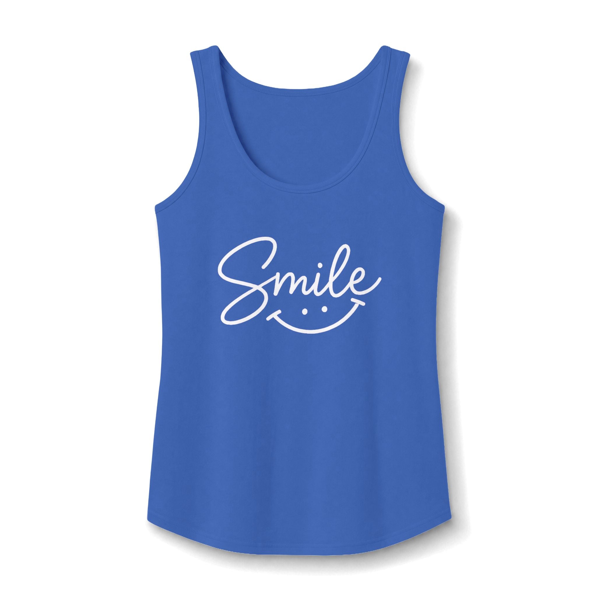 Smile script with smiley face Tank Top | pastel blue hand-lettered design