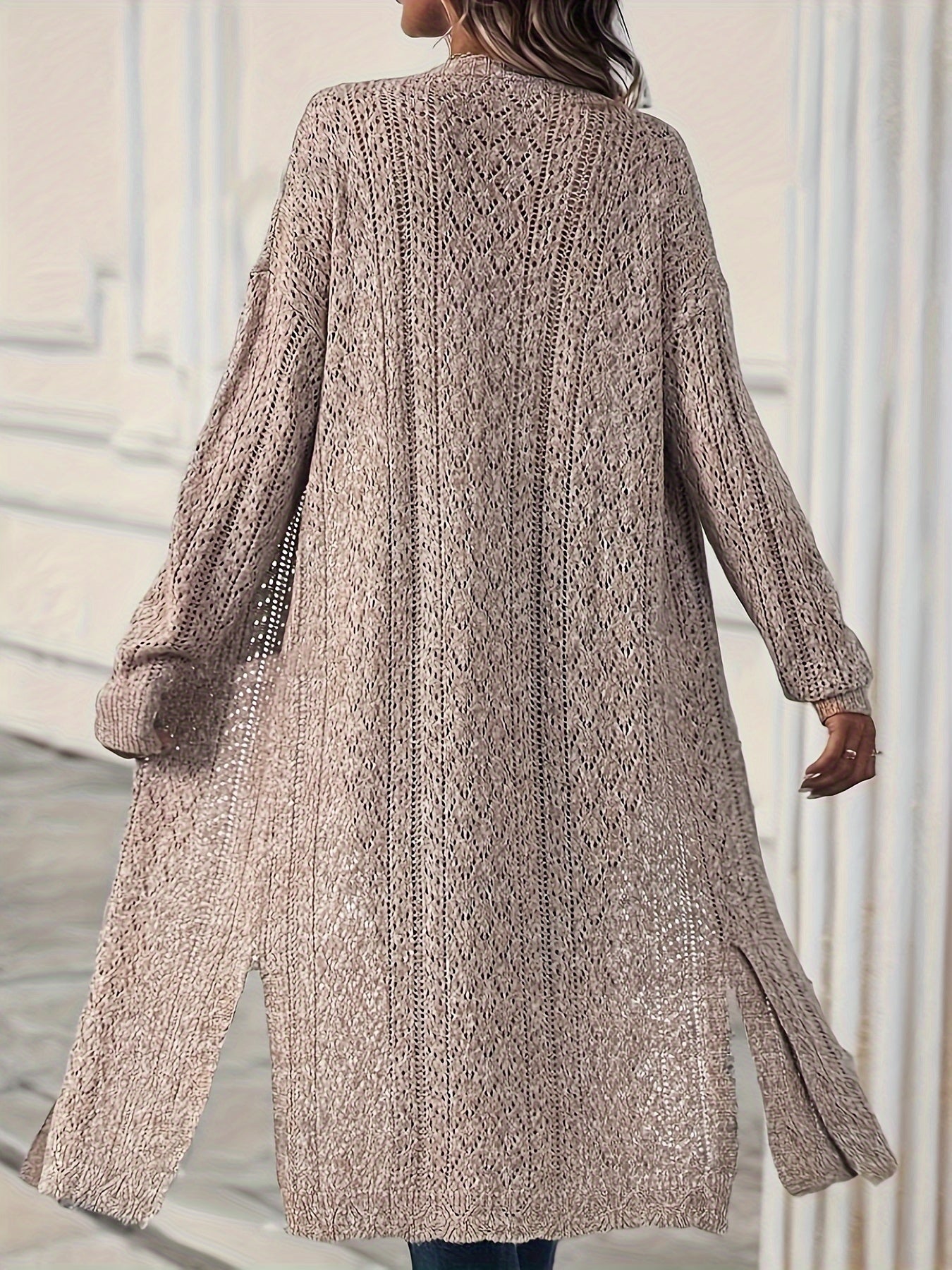 Women'S Long Cardigan - Elegant Sweater with Open Front Closure, All-Season Layering Piece for Everyday & Formal Outfits - Chic Office to Party Outerwear - Women'S Fashion Sweater, Cardigan Sweater, Versatile Outfit Addition,