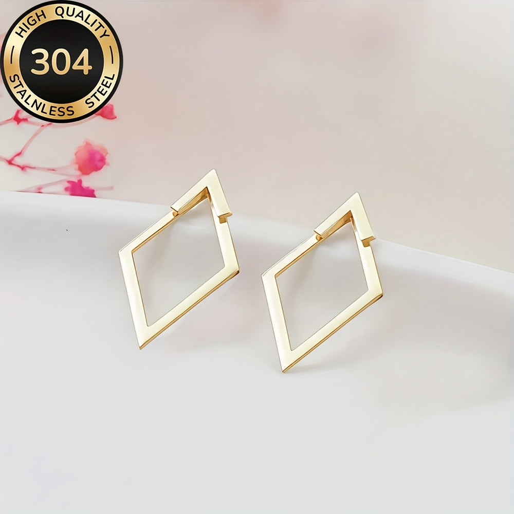 Hypoallergenic Stainless Steel Geometric Golden Earrings, Fade-Resistant, Comfortable and Versatile, Simple and Elegant, High-Quality Fashionable Women'S Earrings for Daily Wear or Parties, Jewelry Accessories, a Delicate Gif