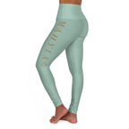 MAHYLA | Sage Green High-Waisted Yoga Leggings – Subtle Gold Star Accent
