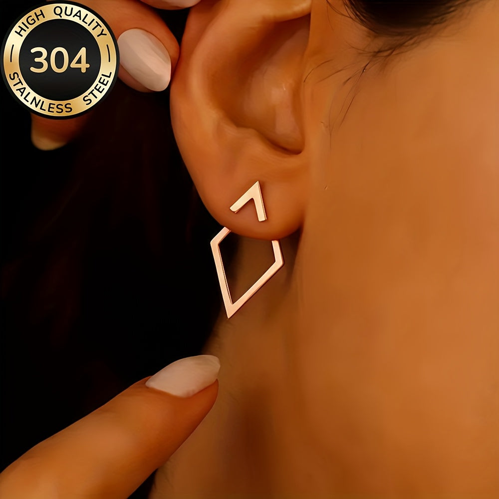 Hypoallergenic Stainless Steel Geometric Golden Earrings, Fade-Resistant, Comfortable and Versatile, Simple and Elegant, High-Quality Fashionable Women'S Earrings for Daily Wear or Parties, Jewelry Accessories, a Delicate Gif