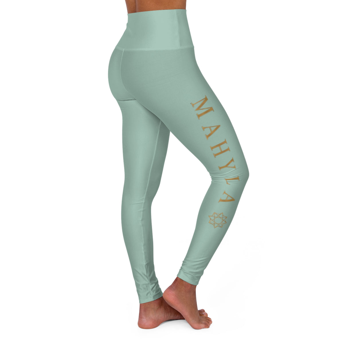 High-Waisted Yoga Leggings — Subtle Gold Star Accent