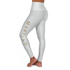 High-Waisted Yoga Leggings Light Gray — Subtle Gold Star Accent