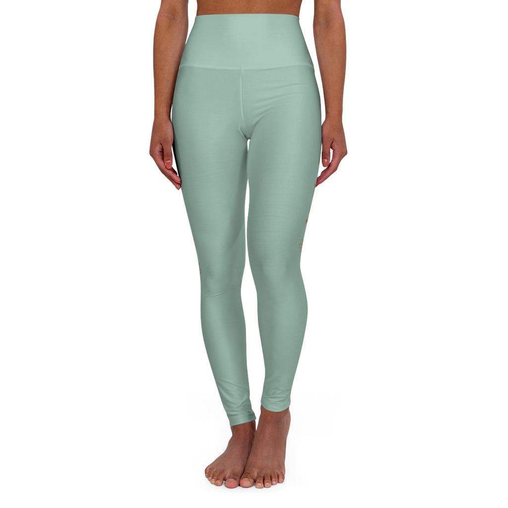 MAHYLA | Sage Green High-Waisted Yoga Leggings – Subtle Gold Star Accent