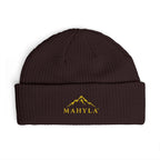 Copy of Mahyla Mountain Cuff Beanie — Embroidered Mountain Logo Knit Hat Black Emblem