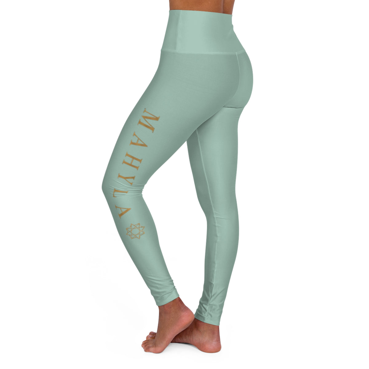 High-Waisted Yoga Leggings — Subtle Gold Star Accent