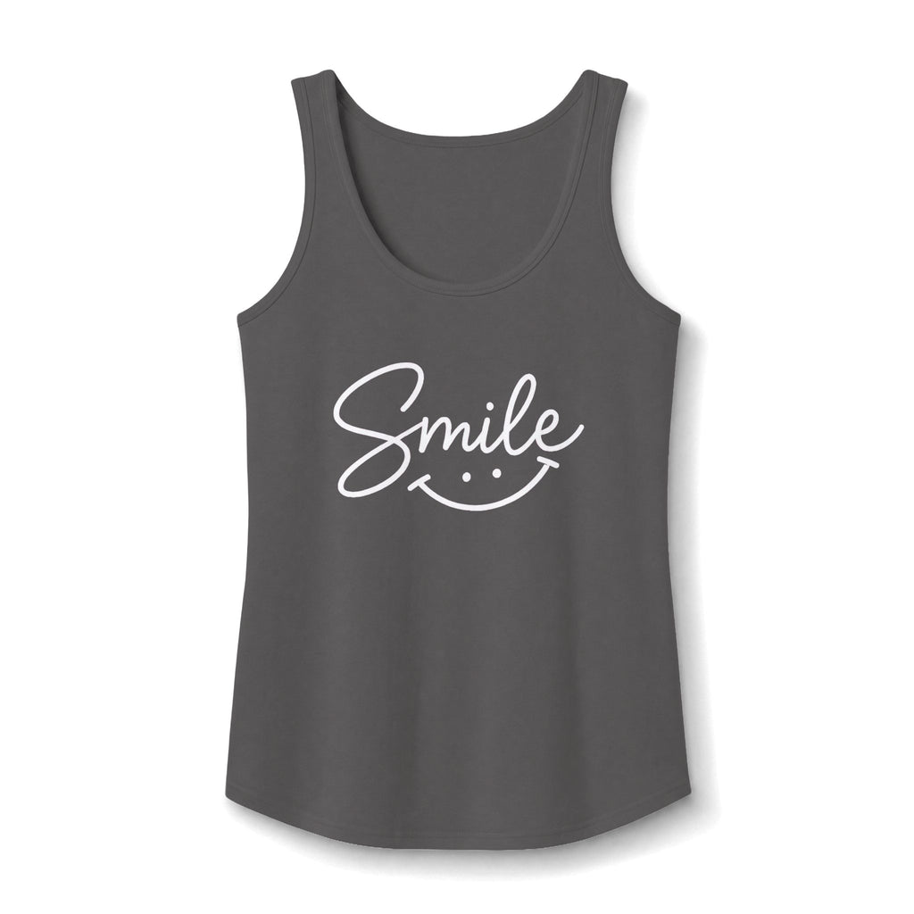 Smile script with smiley face Tank Top | pastel blue hand-lettered design