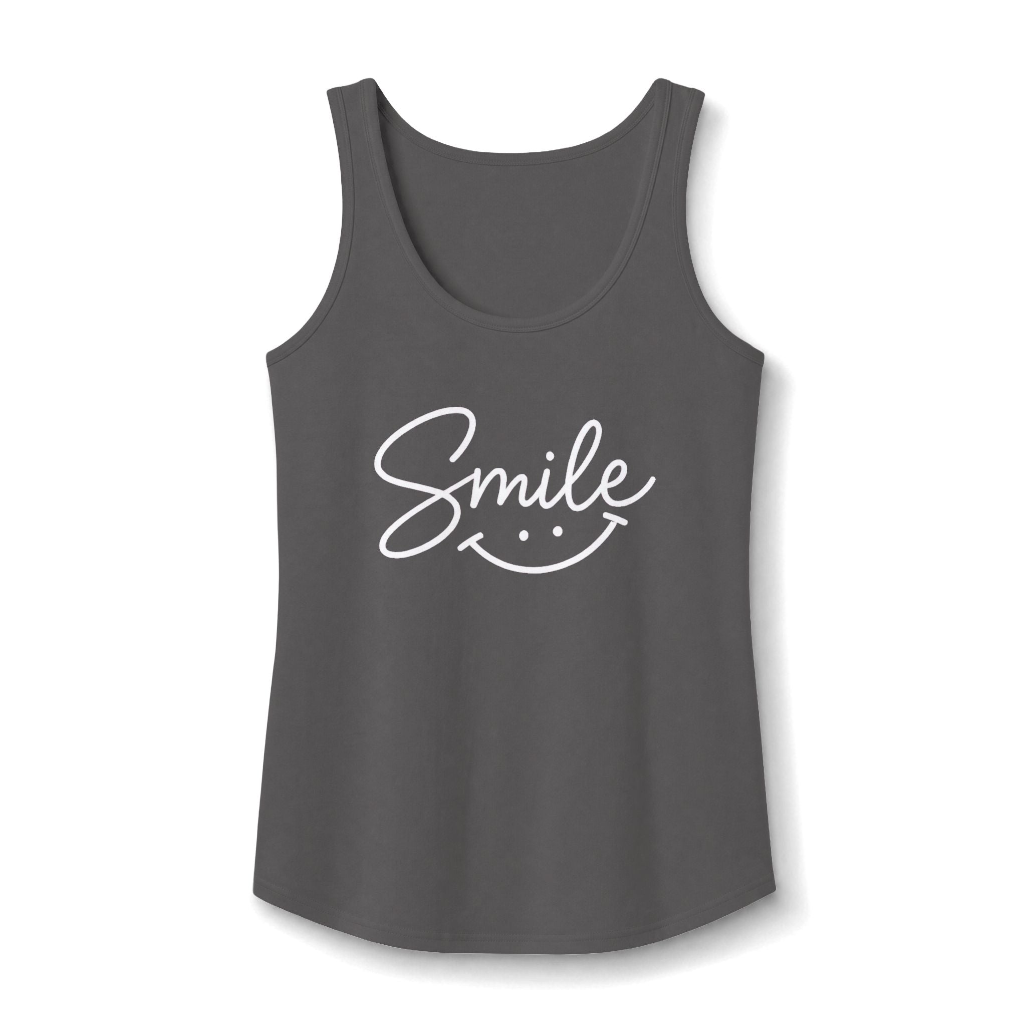 Smile script with smiley face Tank Top | pastel blue hand-lettered design