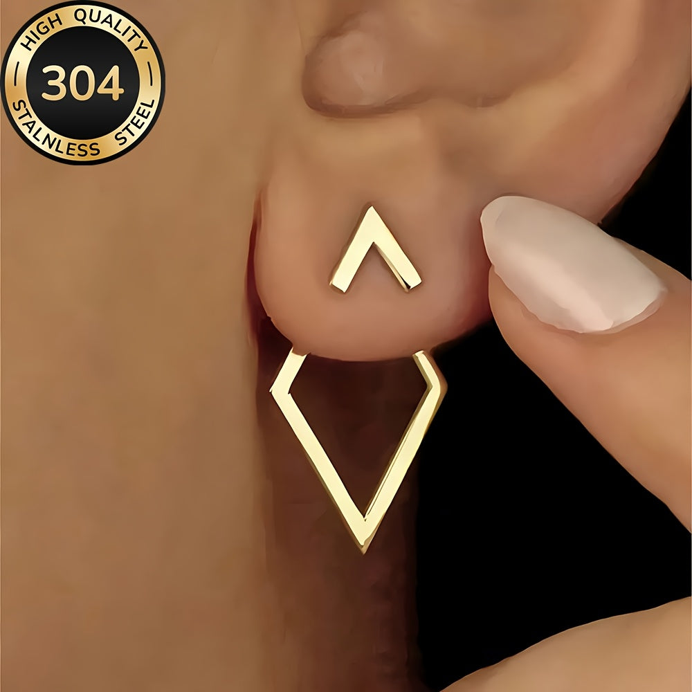 Hypoallergenic Stainless Steel Geometric Golden Earrings, Fade-Resistant, Comfortable and Versatile, Simple and Elegant, High-Quality Fashionable Women'S Earrings for Daily Wear or Parties, Jewelry Accessories, a Delicate Gif